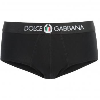 Dolce & Gabbana Men's Brando Cotton Briefs, Black, Size 6 (M3C03JONN94), Color N0000, Cotton Stretch with Crest, Size: 37/36/32