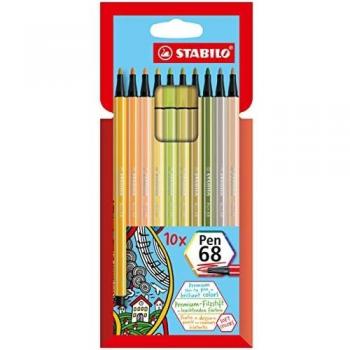 Rotulador STABILO Pen 68 - Estuche con 10 colores