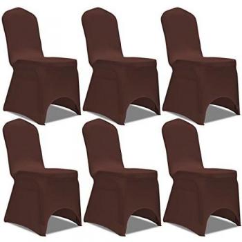 vidaXL 6X Fundas para Silla Modelo Elástica Lavable Marrón Cubiertas Asientos