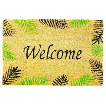 Felpudo Alfombra 100% Fibra de Coco Natural con Reverso PVC Antideslizante para Exterior e Interior Media Luna 40x60cm Diseño Animal Print