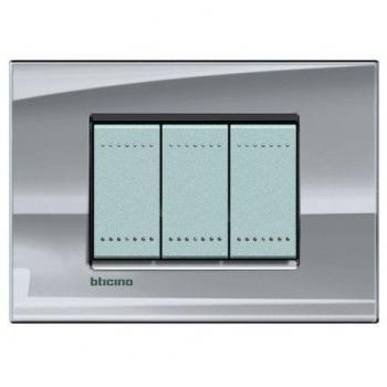 Placa Cuadrada Bticino Livinglight Níquel 3 Módulos LNA4803NS - Diseño Impecable