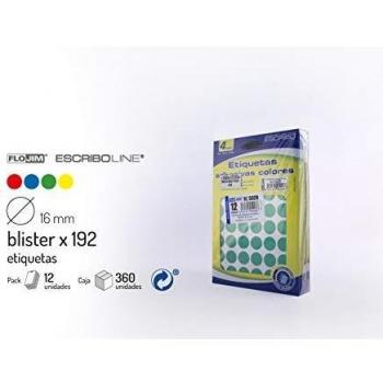 2304 Etiquetas Adhesivas - Colores surtidos Ø 16 mm.