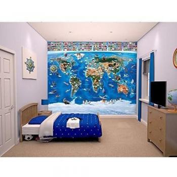 Walltastic Papel de Pared Fotográfico World Map Decoración Pintado Casa Hogar