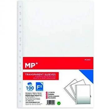 MP - Fundas Multitaladro para Folios, 40 Micras, Tamaño Fº - 100 Unidades - 210 x 297 mm