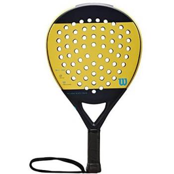Wilson Juice Team Padel 2 - Pala de pádel, color amarillo, diseño aerodinámico, tecnología de control y potencia mejorada, superficie rugosa para mayor efecto en golpes, núcleo de goma EVA para mayor confort y respuesta