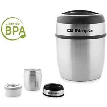 Orbegozo TRSL 1500 - Termo para sólidos y líquidos, fabricación acero inoxidable, temperatura fría o caliente, asa de transporte, libre de BPA, 1500 ml