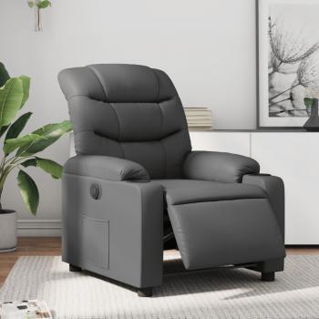 Sillón reclinable eléctrico de cuero sintético gris Vidaxl 937466