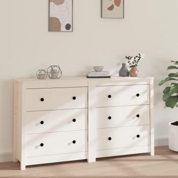 Aparador blanco de madera maciza de pino 140x35x80 cm