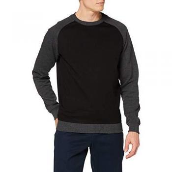 Urban Classics Men's 2-Tone Raglan Crewneck Sweatshirt - Black/Charcoal (S to 5XL)