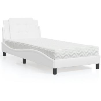 Cama con colchón blanco 90x190 cm en cuero sintético Vidaxl