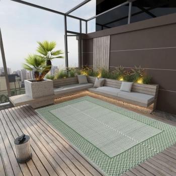 Alfombra de Exterior PP Verde 190x290 cm para Jardín, Patio, Terraza y Balcón con Patrón de Hoja Verde