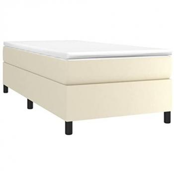 Estructura de cama crema 90x200 cm cuero sintético sin colchón