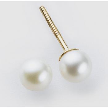 Pendientes de bebé de oro con perla natural, diseño elegante y delicado