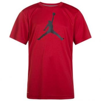 Camiseta Jordan Jumpman Logo para niños roja, con diseño de logo Jumpman, fabricada en material Dri-FIT para mejor transpirabilidad y comodidad