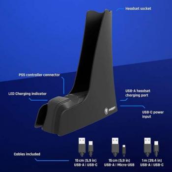 Soporte de Carga y Soporte para Auriculares Snakebyte Dual Charge & Headset Stand 5 - Negro