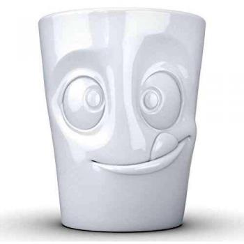 Taza de Cerámica Blanca con Caras Divertidas 350 ml