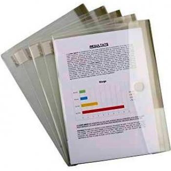 Bolsa para documentos A4 con cierre de velcro, transparente, pack de 5