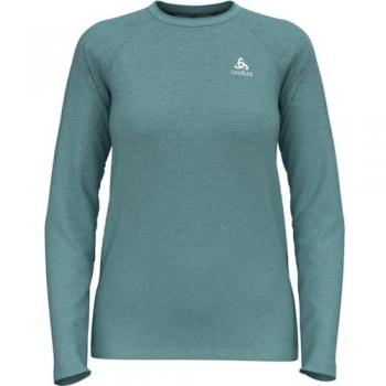 Odlo Essential Seamless Crew Neck Camiseta Técnica de Running para Mujeres - Turquesa y Azul (XL)