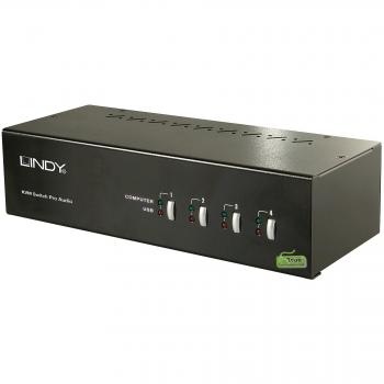 Lindy 4-Port Dual Link DVI-I USB 2.0 & Audio KVM Switch