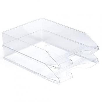 TIENDA EURASIA® Pack de 2 Bandejas Portafolios Apilable, Bandeja de Correo Apilable, Bandeja para Escritorio de 35 x 25 x 6,5 cm Aprox,