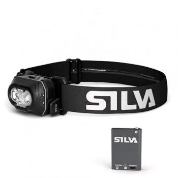 Linterna frontal Silva Discover Hybrid - 500 lúmenes, alimentada por pilas y recargable USB-C, 3 niveles de brillo, LED blanco, rojo y naranja, indicador de batería, color negro mate