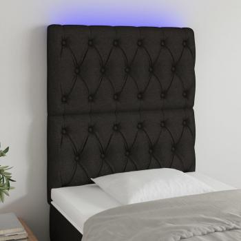 Cabecero LED negro 80x7x111/128cm Tela con luces LED y dimensiones de 80 cm de ancho, 7 cm de grosor y altura ajustable entre 111 y 128 cm