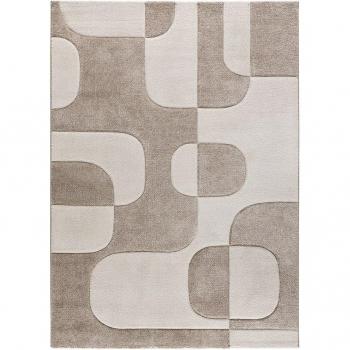 Alfombra de Interior Estilo Geométricas en Crema - LENA 40314 | Tamaños: 80X150 cm, 120X170 cm, 160X230 cm, 200X290 cm