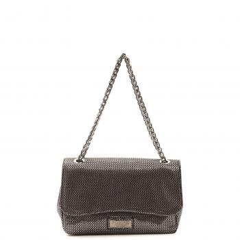 Gray Leather Crossbody Bag