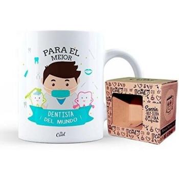 Taza ceramica 33cl en caja regalo con mensaje Para el mejor dentista ¡del mundo!