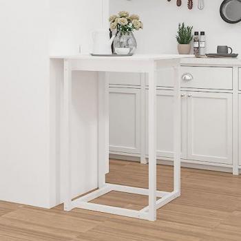 Mesa alta de bar blanca 80x80x110 cm de madera maciza de pino