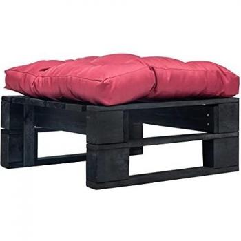 Ottomana de Jardín de Palets con Cojín Rojo, Madera Negra
