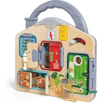 Hape - Tablero de juego Bloquea y aprende: tablero educativo, diseño colorido, fomenta el aprendizaje de habilidades motoras, incluye bloques de diferentes formas y colores, adecuado para niños a partir de 2 años