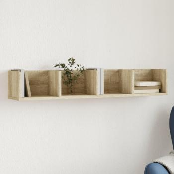 Mueble de pared de madera de ingeniería 99x18x16,5 cm en Blanco, Negro y Roble Sonoma - Estantería/Librería/Mueble de Almacenamiento para Oficina, Estudio y Dormitorio