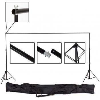 Conjunto de fondo fotográfico 3x6 m con 2 soportes telescópicos de aluminio y funda