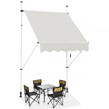 Toldo Telescópico y Retráctil Costway Resistente a Rayos UV Impermeable con Manivela Altura Regulable para Ventana Balcón Jardín Beige 150 x 120 cm