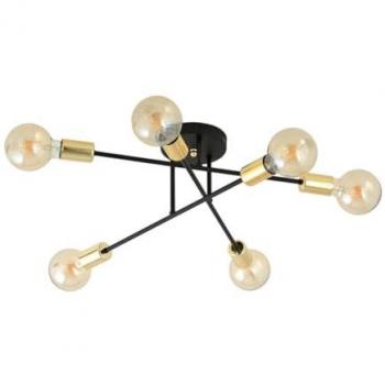Lámpara de Techo EPIKASA Veken, Acero Negro y Oro, 55x17x55 cm