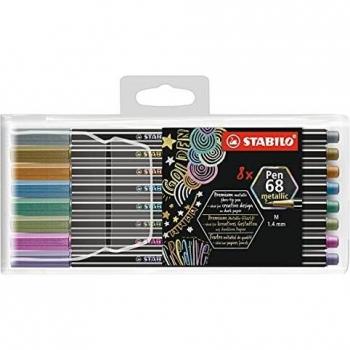 Estuche rotulador Stabilo Pen 68 Metallic de 8 unidades