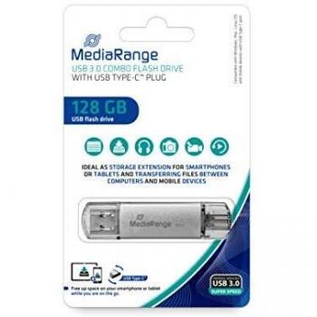 USB 3.0 Combo Flashstick 128 GB con Conector USB Tipo-C - Plata