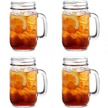 Set Of 4 Kilner Glass Handled Drinks 0.4 Litre Tumblers Preserving Cocktail Beer Jars Mugs Jar