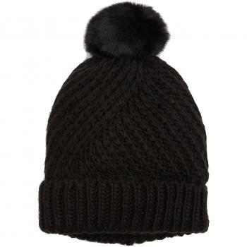 PIECES Pcjokima Pom Hood, Gorro de Punto para Mujer, Negro