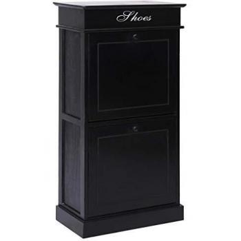 vidaXL Mueble Zapatero Madera de Paulownia Mobiliario Hogar Decoración Organización Almacenamiento Calzados Duradero Útil Duradero Negro 50x28x58cm
