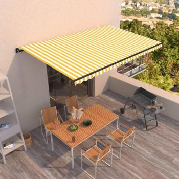 Toldo retráctil manual Día y Noche amarillo y blanco 500x350 cm