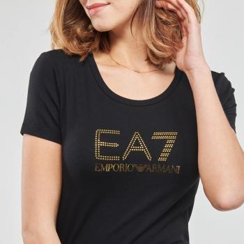 Camiseta EA7 Emporio Armani de Mujer con Logo Grande y Detalles en Negro, Artículo 8NTT67-TJDQZ