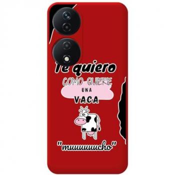 Funda de Silicona Líquida Roja con Diseño de Vaca para Huawei Honor X7b