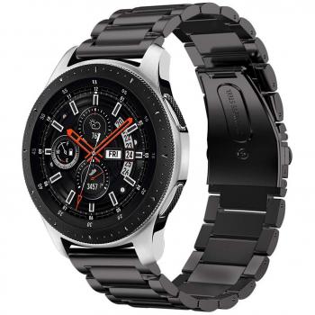 iBazal Gear S3 Correa Acero, Gear S3 Frontier Classic Watch Correa 22mm Pulsera Metal Compatible Galaxy Watch 46mm,Huawei GT/2 Classic,Ticwatch,Fossil,LG,Pebble,Amazfit,ASUS,Moto Hombres- Moda Negro