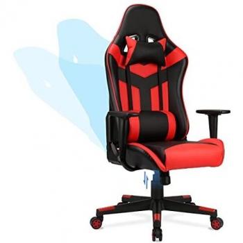 Acethrone Silla Oficina Ergonómica para Juegos, Silla Juegos de Tela-PU, Respaldo Reclinable de 90 ° a 135 °, Altura Ajustable, Reposabrazos Ajustables