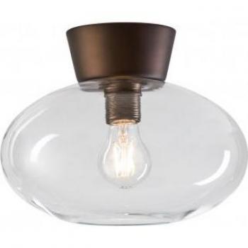 Lámpara de techo Bullo de metal oxidado, diámetro 27 cm, 1 luz empotrada en forma de globo, color óxido, casquillo E27