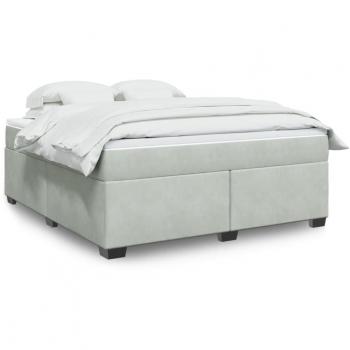 Cama box spring con colchón de muelles gris claro 180x200 cm terciopelo Vidaxl