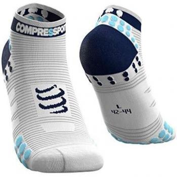 COMPRESSPORT Pro Racing Socks V3.0 Run Low, Calcetines Para Correr Hombre, Blanco/azul, 2 Años Paquete De
