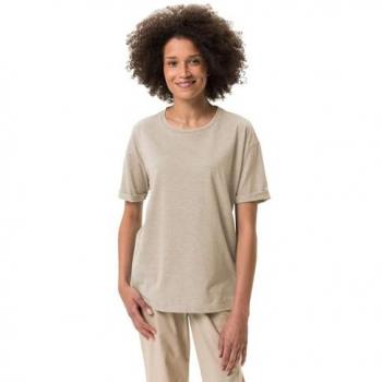 Camiseta de Montaña de Manga Corta Vaude Mineo Rayas para Mujer 38 Marrón